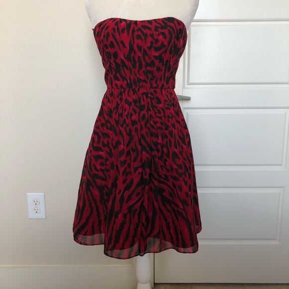 WHBM Red Sleeveless Cheetah Print Dress Size 00 - Picture 2 of 8